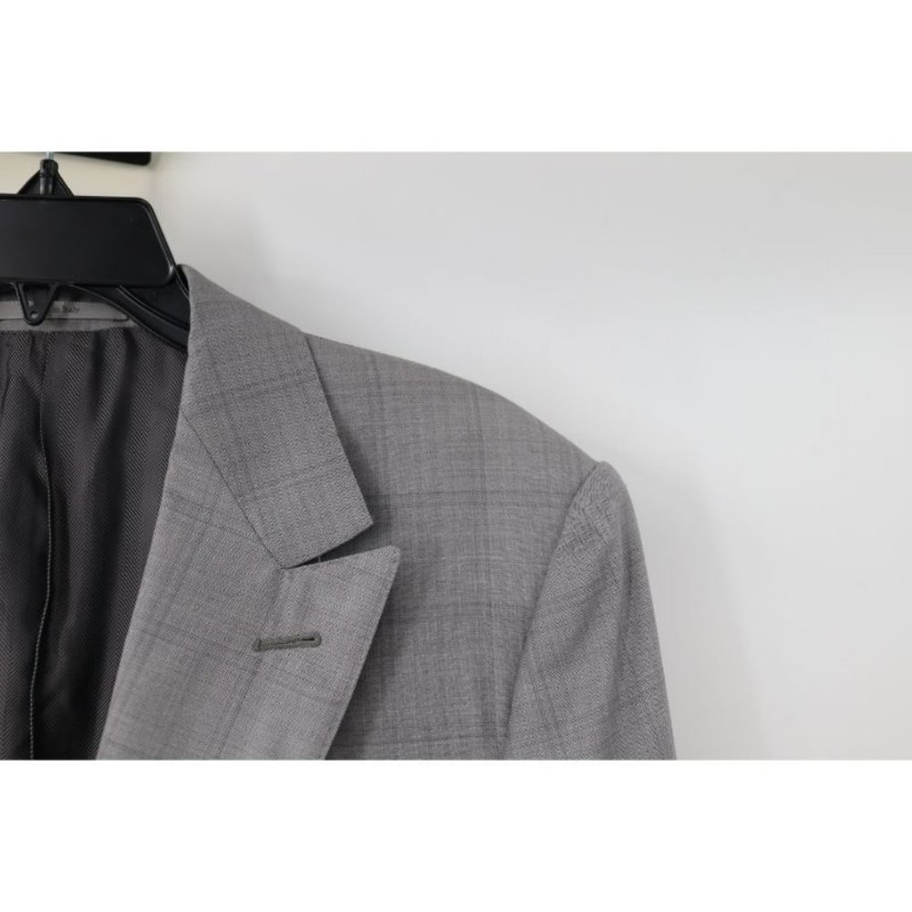 Ermenegildo Zegna sport coat men's 42R Trofeo 600 Manhattan wool silk gray plaid - Picture 3 of 16